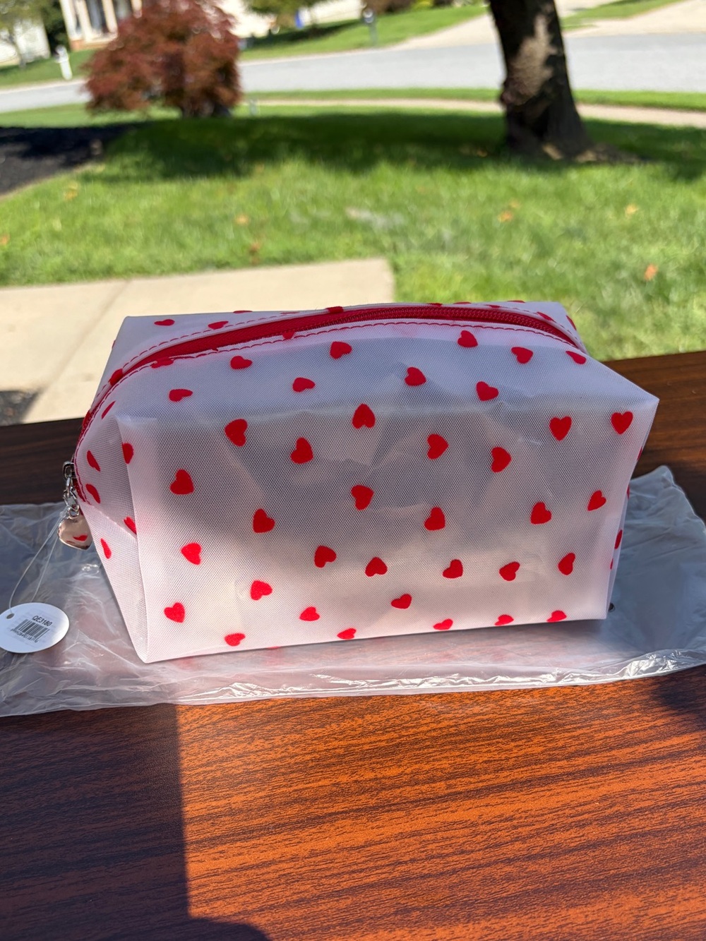 Nicole Pure Essence Pink Heart Flocked Cosmetic Makeup Bag Pouch NWT
